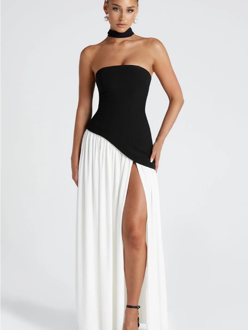 BABYBOO  Maliyah Maxi Dress Bodice White High-Slit Maxi Dress